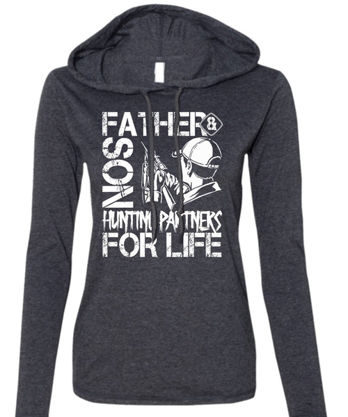 Father And Son Hunting Partners T Shirt, Being A Son T Shirt (Anvil Ladies Ringspun Hooded)