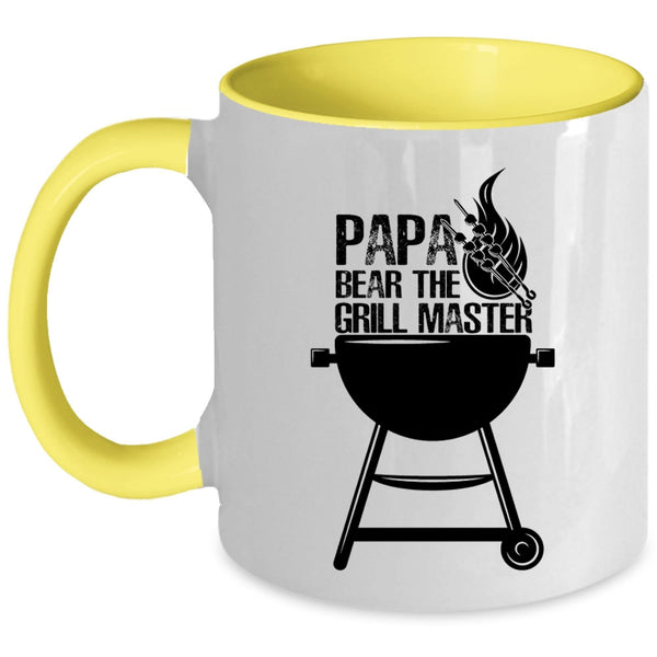 Funny Gift For Papa Coffee Mug, Papa Bear The Grill Master Accent Mug