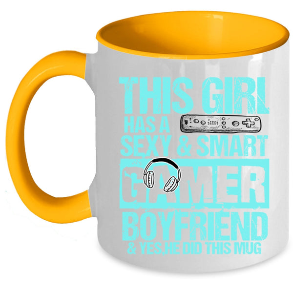 Pretty Girls Coffee Mug, This Girl Has A Smart Gamer Boyfriend Accent Mug