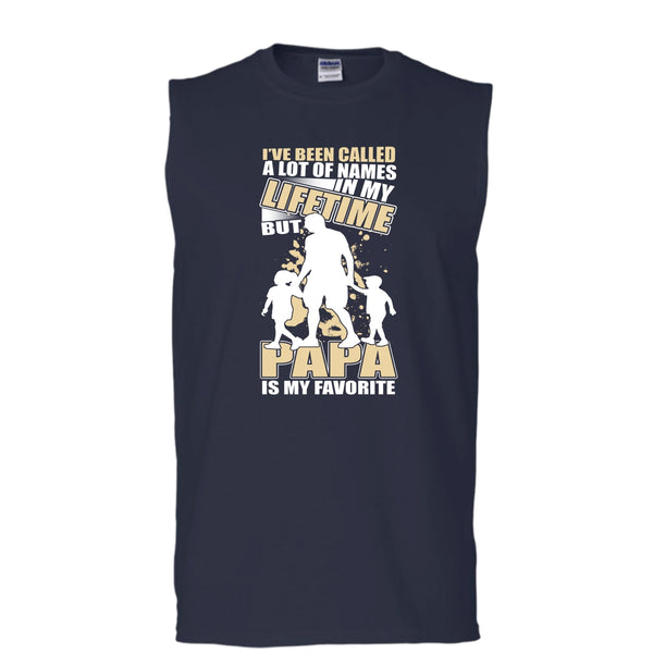 Father's Day Gift T Shirt, Papa Is My Favorite Name T Shirt, Cool T Shirt (Men's Cotton Sleeveless)