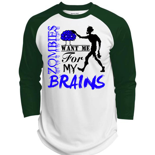 Zombies Want Me For My Brains T Shirt, Wait For Halloween T Shirt, Awesome T-Shirts  (Polyester Game Baseball Jersey)