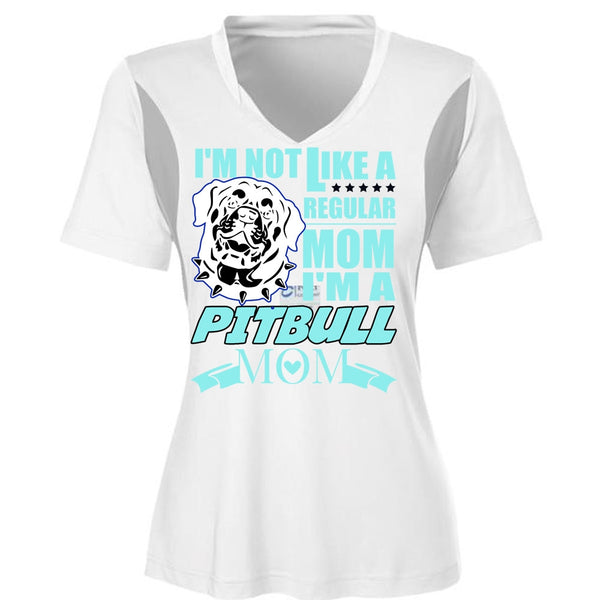 I'm A Pit Bull Mom T Shirt, My Favorite T Shirt, Cool Shirt (Ladies LS Heather V-Neck)