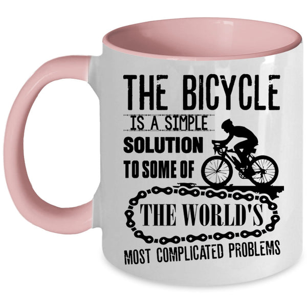 Outdoor Coffee Mug, The Bicycle Is A simple Solution Accent Mug