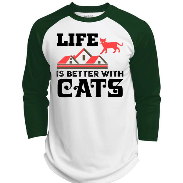 Life Is Better With Cats T Shirt, Home T Shirt, Favorite T Shirt  (Polyester Game Baseball Jersey)
