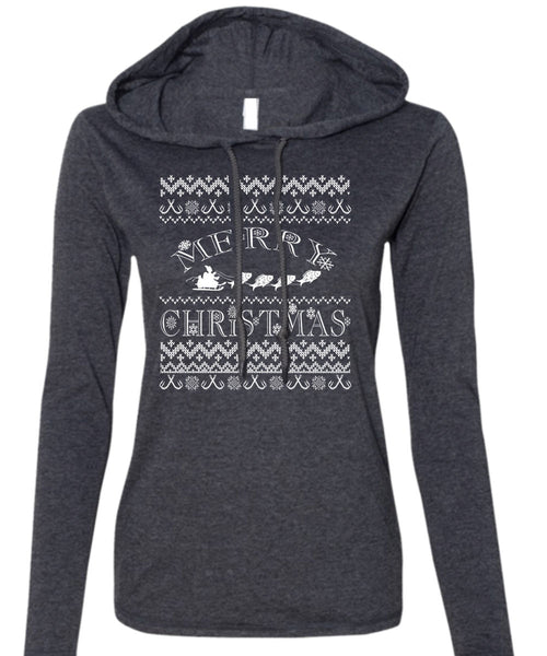Merry Christmas T Shirt, Being A Fisher T Shirt (Anvil Ladies Ringspun Hooded)
