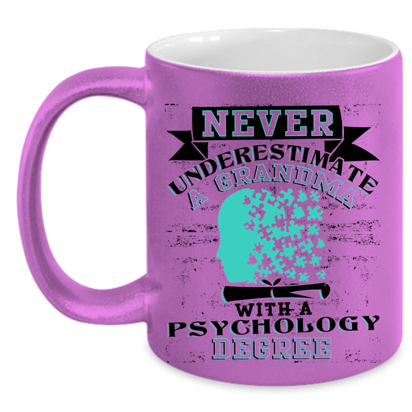 Funny Grandma Coffee Mug, Grandma With A Psychology Degree Accent Mug