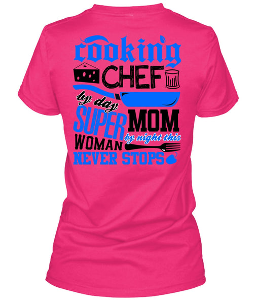 Cooking Chef By Day T Shirt, Mom By Night T Shirt, Cool Shirt (Ladies LS Heather V-Neck)