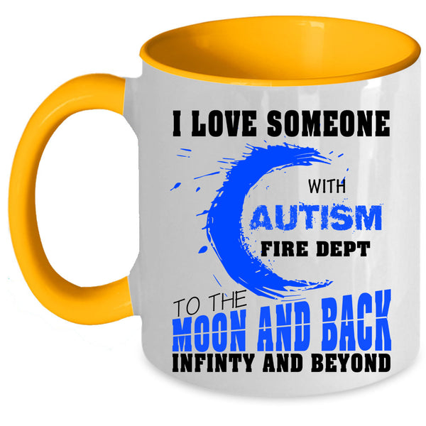 Couple Coffee Mug, I Love Someone With Autism Fire Dept Accent Mug