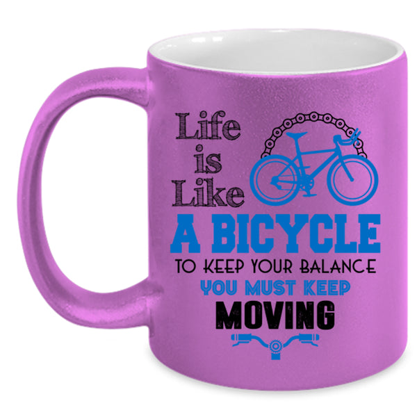 I Love Bicycling Coffee Mug, Life Is Like A Bicycle Accent Mug