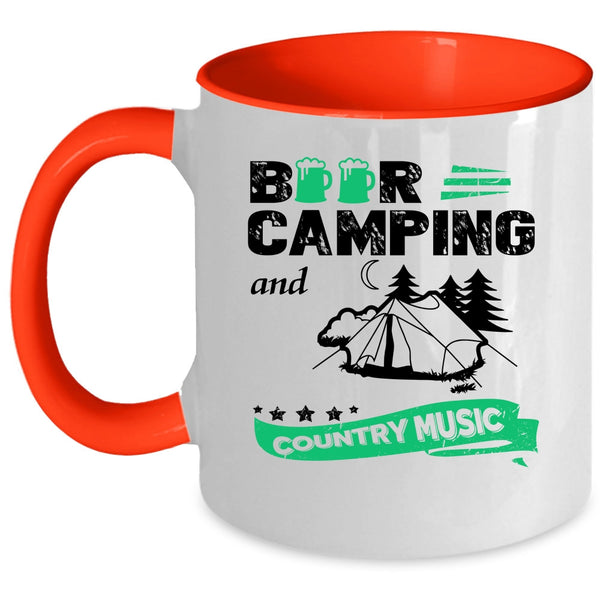 Funny Camping Coffee Mug, Beer Camping And Country Music Accent Mug