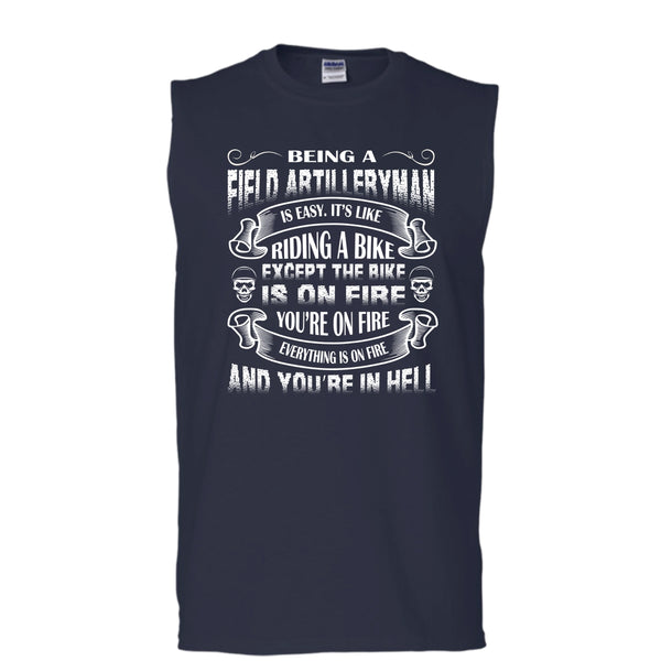Being A Field Artilleryman Shirt, It's Like Riding A Bike Shirt (Men's Cotton Sleeveless)