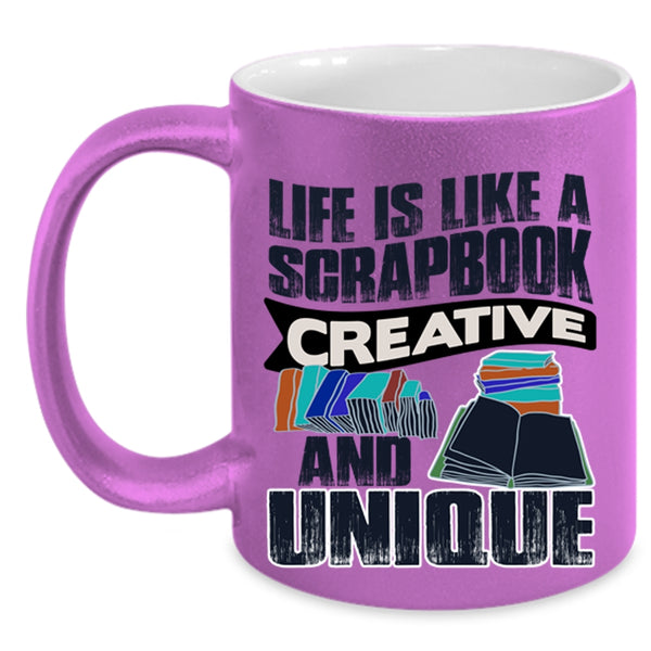 Cool Books Coffee Mug, Life Is Like A Scrapbook Creative Accent Mug