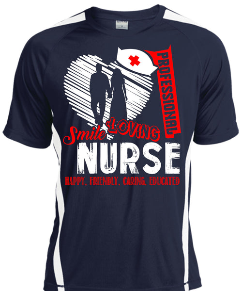 Professional Smile Loving Nurse T Shirt, Happy Friendly Caring Educated T Shirt, Cool Shirt
