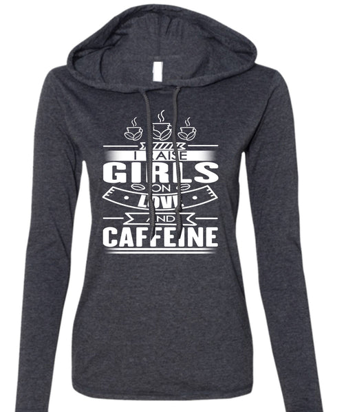 I Raise Girls On Love And Caffeine T Shirt, My Favorite T Shirt (Anvil Ladies Ringspun Hooded)