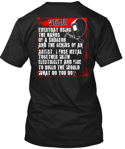 A black t-shirt with the shopify logo