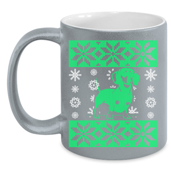 Cute Dachshund Coffee Mug, Ugly Christmas Coffee Cup