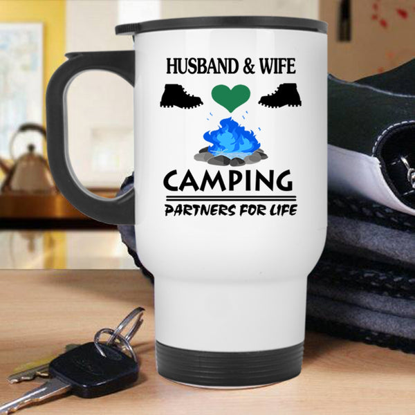 Camping Partners For Life Travel Mug, Husband And Wife Mug