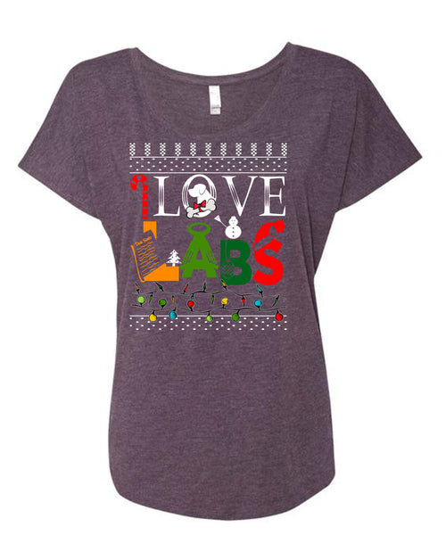 I Love Labs T Shirt, This Girl Loves Christmas T Shirt, Cool Shirt (Ladies' Triblend Dolman Sleeve)