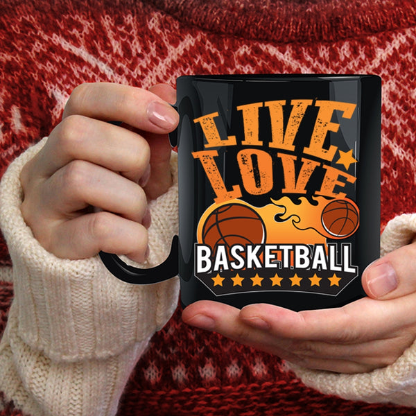Live Love Basketball Coffee Mug, Cute Basketball Player Coffee Cup