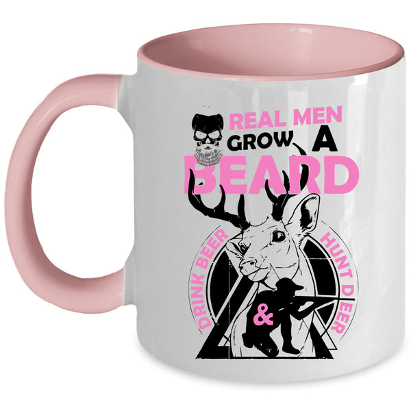Cool Husband Coffee Mug, Real Men Grow A Beard Drink Beer And Hunt Deer Accent Mug