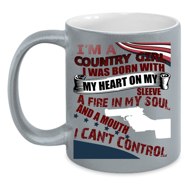 I'm A Country Girl Coffee Mug, I Was Born With My Heart Coffee Cup