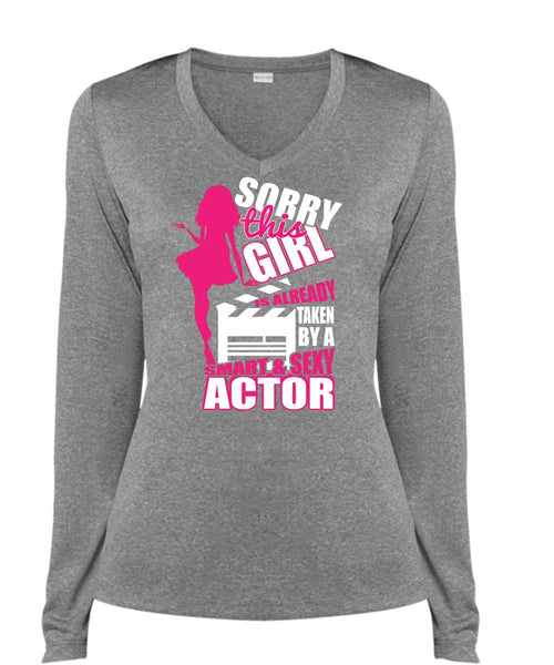 This Girl Is Already Taken By A Smart Actor T Shirt, Being An Actor T Shirt, Cool Shirt (Ladies LS Heather V-Neck)