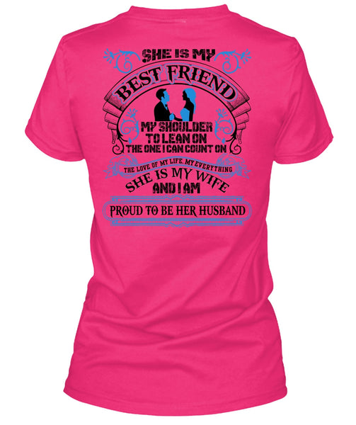 She Is My Best Friend T Shirt, She Is My Wife T Shirt, Cool Shirt (Ladies LS Heather V-Neck)