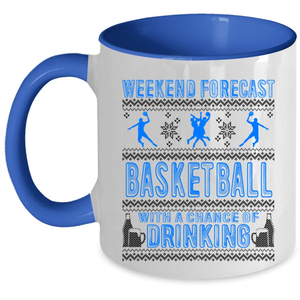 Funny Basketball Player Coffee Mug, Weekend Forecast Basketball Accent Mug