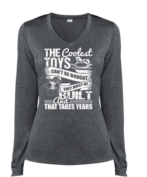 The Coolest Toys Can't Be Bought T Shirt, My Favorite T Shirt, Cool Shirt (Ladies LS Heather V-Neck)