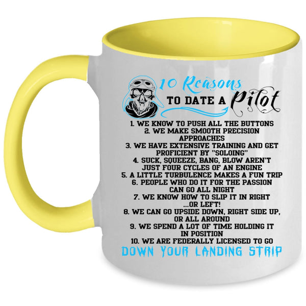 Dating A Pilot Coffee Mug, 10 Reasons To Date A Pilot Accent Mug