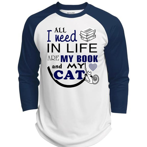 All I Need In Life Are My Book And My Cat T Shirt, I Love Cat T Shirt, Cool Pets T Shirt  (Polyester Game Baseball Jersey)