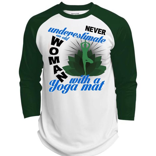 Old Woman With A Yoga Mat T Shirt, I Love Yoga T Shirt, Awesome T-Shirts  (Polyester Game Baseball Jersey)