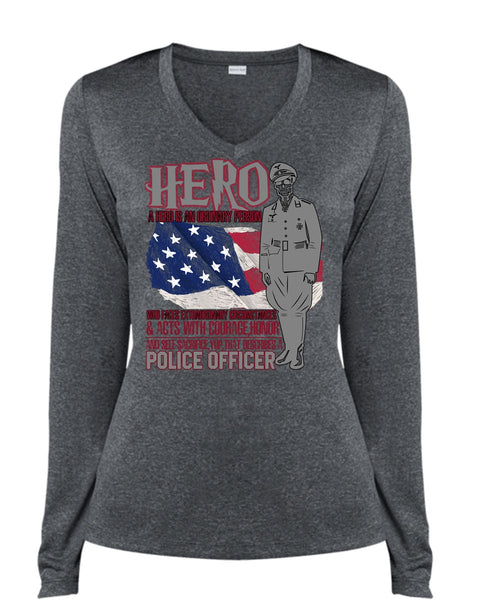 Police Officer T Shirt, Being A Police T Shirt, Cool Shirt (Ladies LS Heather V-Neck)
