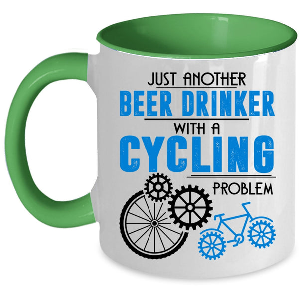 Cool Beer Drinker Coffee Mug, Beer Drinker With A Cycling Problem Accent Mug