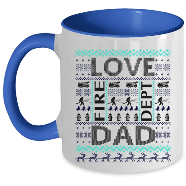 Cute Firefighter Coffee Mug, Love Dad Accent Mug