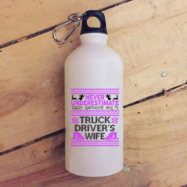 The Power Of A Truck Driver's Wife 20 oz Stainless Steel Bottle,Funny Christmas Outdoor Sports Water Bottle