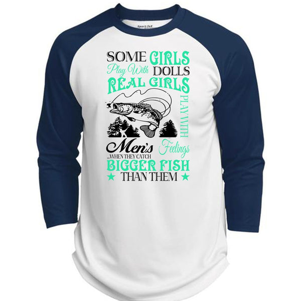 Real Girls Play With Men's When They Catch Bigger Fish Than Them T Shirt  (Polyester Game Baseball Jersey)