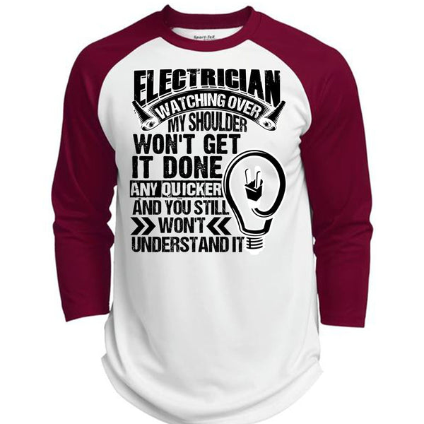 Electrician Watching Over T Shirt, I Love Electrician T Shirt, Awesome T-Shirts  (Polyester Game Baseball Jersey)