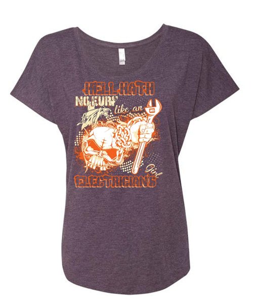 Like An Electrician's Girl T Shirt, Being An Electrician T Shirt, Cool Shirt (Ladies' Triblend Dolman Sleeve)