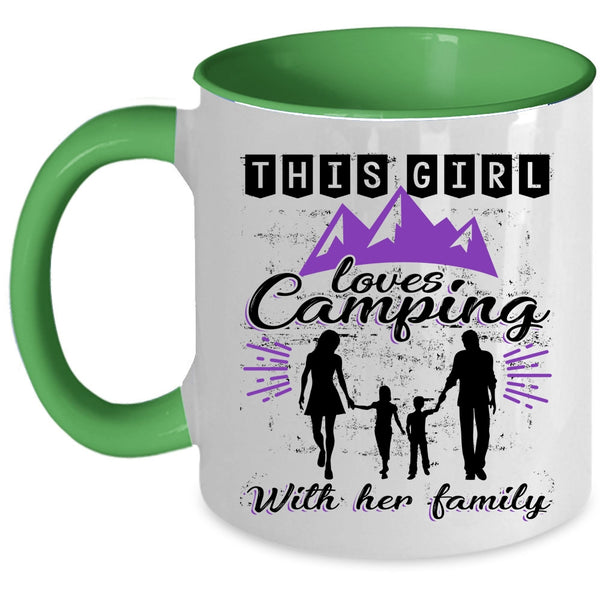 Cute Mom Coffee Mug, This Girl Loves Camping With Her Family Accent Mug