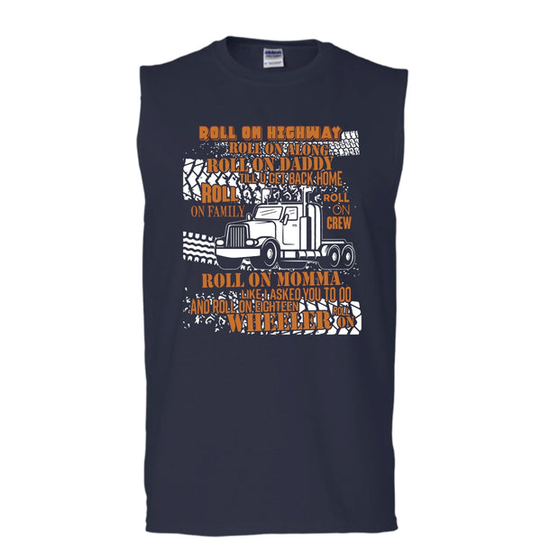 Roll On Momma T Shirt, Coolest Trucker Tank Top (Men's Cotton Sleeveless)