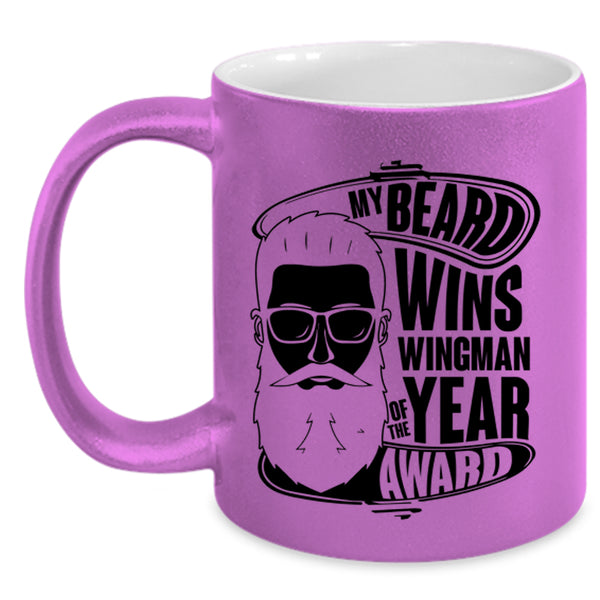 Cool Bearded Man Coffee Mug, My Beard Wins Wingman Of The Year Award Accent Mug