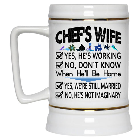 Lovely Gift For Chef's Wife Beer Stein 22oz, Chef's Wife Beer Mug