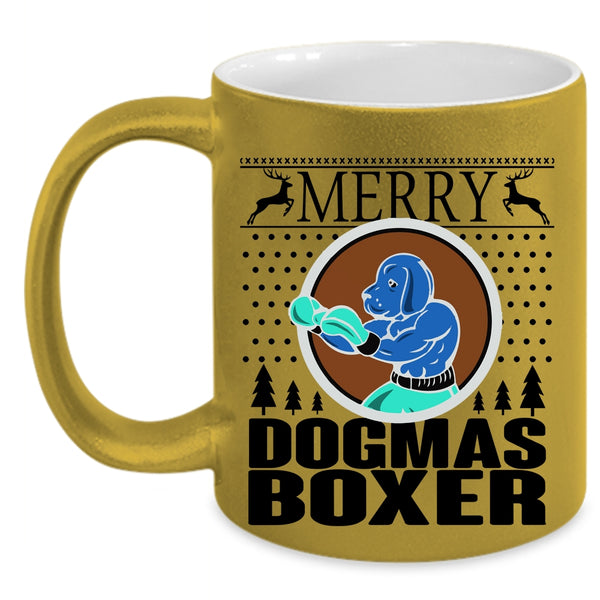 Christmas Gift For Son Coffee Mug, Merry Dogmas Boxer Accent Mug