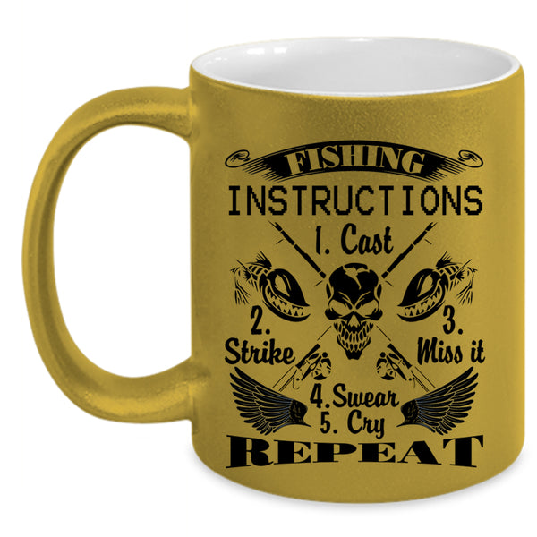 Cool Fisher Coffee Mug, Fishing Instructions Accent Mug