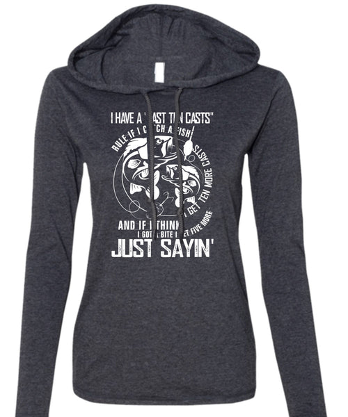 I Catch A Fish T Shirt, Being A Fisher T Shirt (Anvil Ladies Ringspun Hooded)