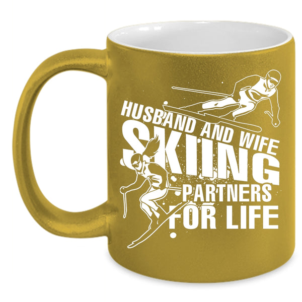Husband And Wife Coffee Mug, Skiing Partners For Life Coffee Cup