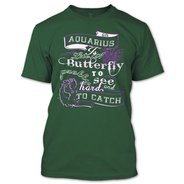 Aquarius Is Like A Butterfly T Shirt, Pretty To See Hard And To Catch T Shirt