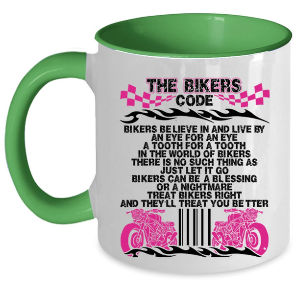 Awesome Gift For Bikers Coffee Mug, The Bikers Code Accent Mug