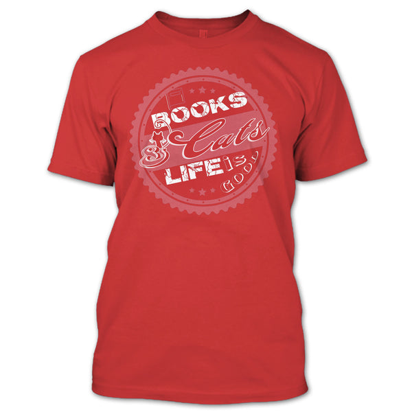 Books & Cat Life Is Good T Shirt, I Love Reading Book T Shirt